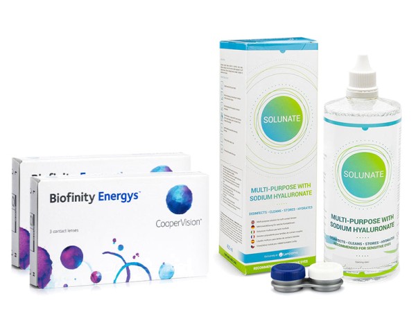 Biofinity Energys CooperVision (6 lentilles) + Solunate Multi-Purpose 400 ml avec étui