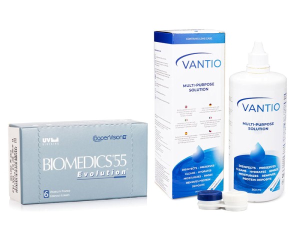 Biomedics 55 Evolution CooperVision (6 lentilles) + Vantio Multi-Purpose 360 ml avec étui