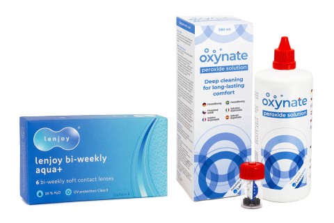 Lenjoy Bi-weekly Aqua+ (6 lentilles) + Oxynate Peroxide 380 ml avec étui