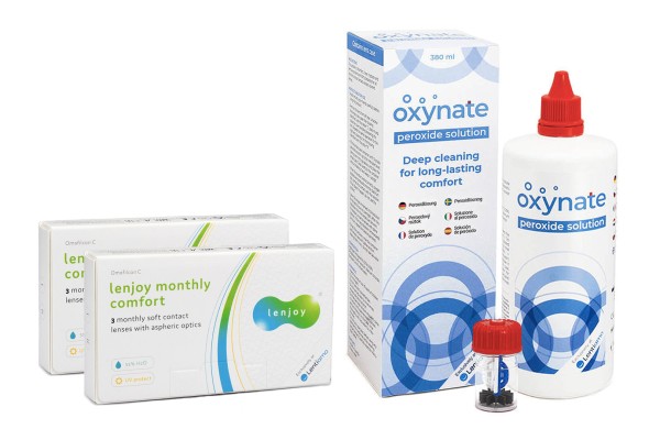 Lenjoy Monthly Comfort (6 lentilles) + Oxynate Peroxide 380 ml avec étui