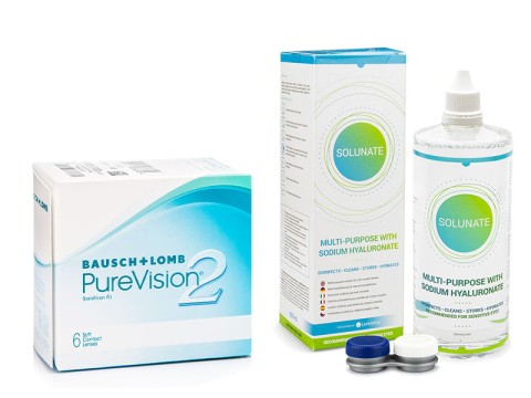 PureVision 2 (6 lentilles) + Solunate Multi-Purpose 400 ml avec étui